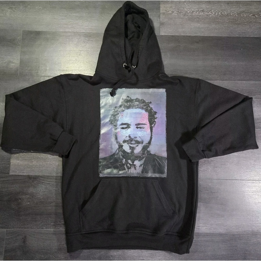 Post Malone Jon Lauren Hoodie Adult L Black Artwork Neon Octavian Mielu‎ Posty
